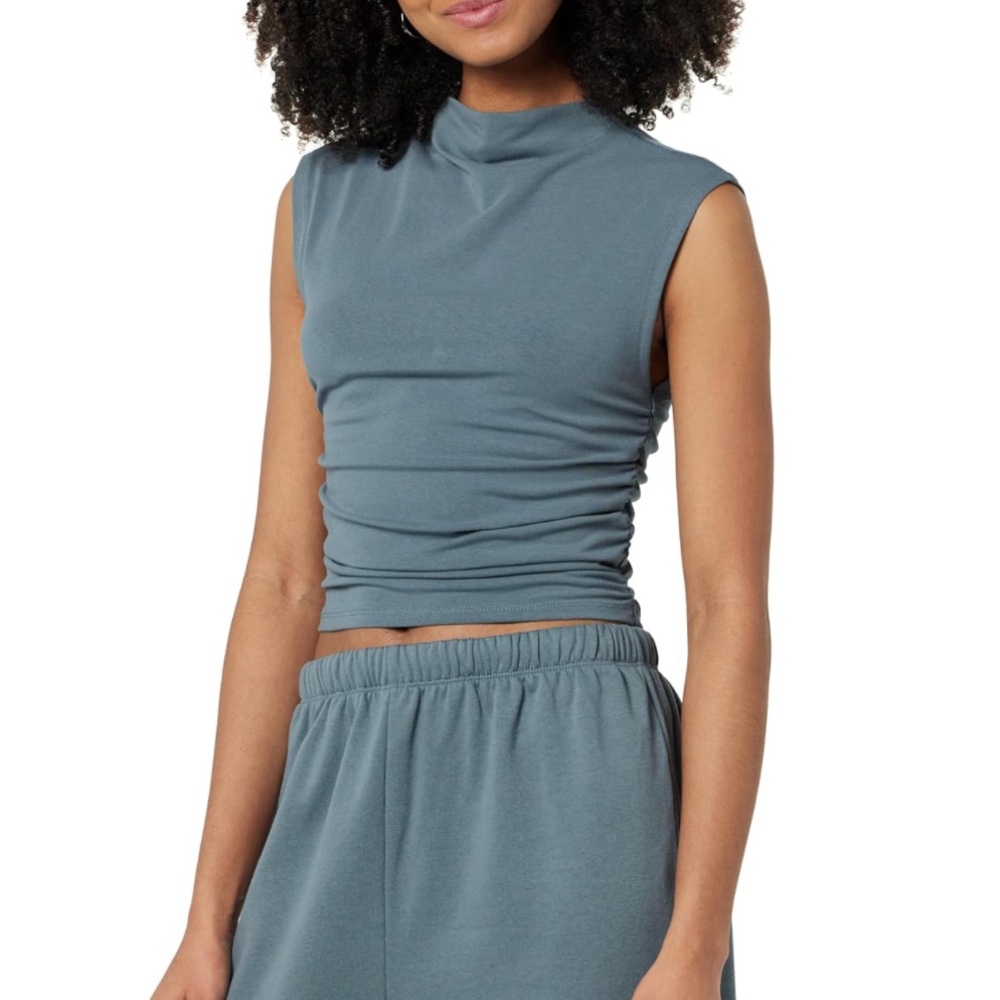 $40 NEW - The Drop Women's Raylen Sleeveless Ruched Top - Stormy Weather - M